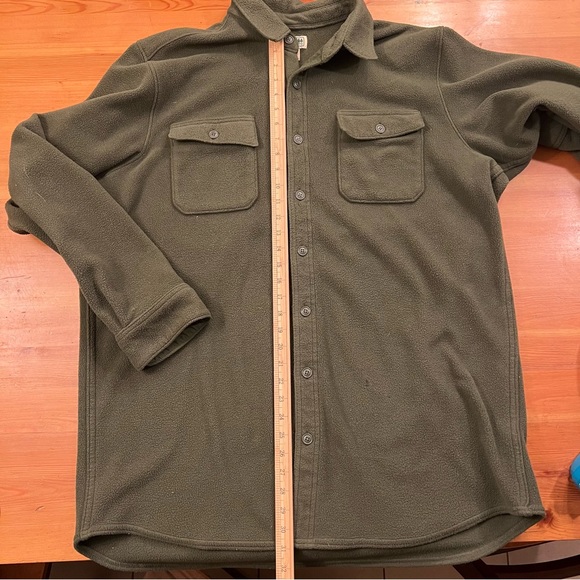 L.L. Bean Vintage Men’s Button Up Fleece Overshirt Army Green XL Tall - Picture 13 of 15